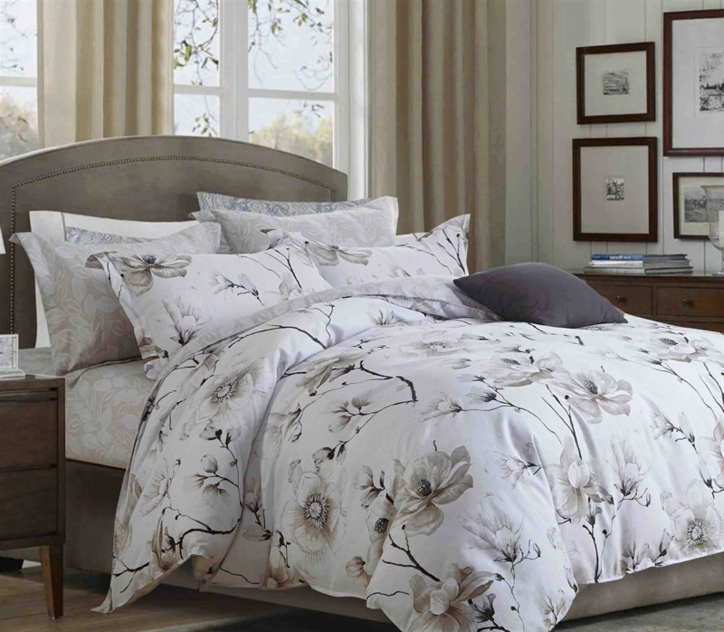 High Contrast Chocolate Floral Comforter Set with Teal Accents, Cottage
