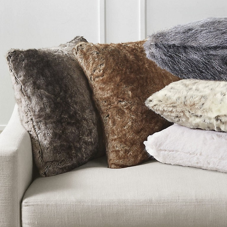 High Pile Decorative Cushion Cover, Silken Ivory Faux Fur