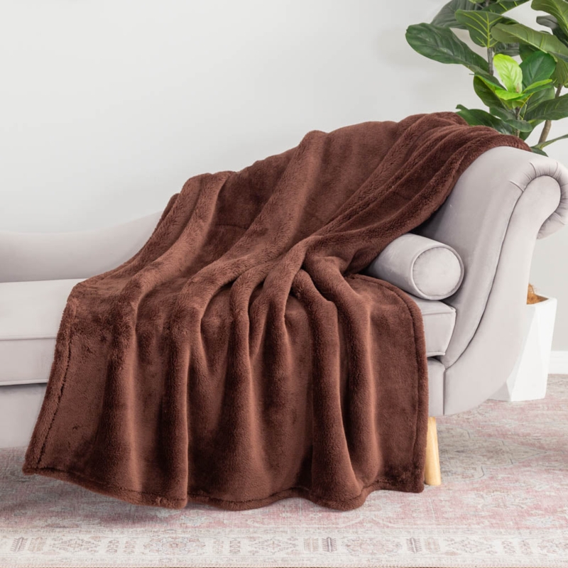 High Pile Throw Blanket Navy Blue Extra Fluffy Plush Soft