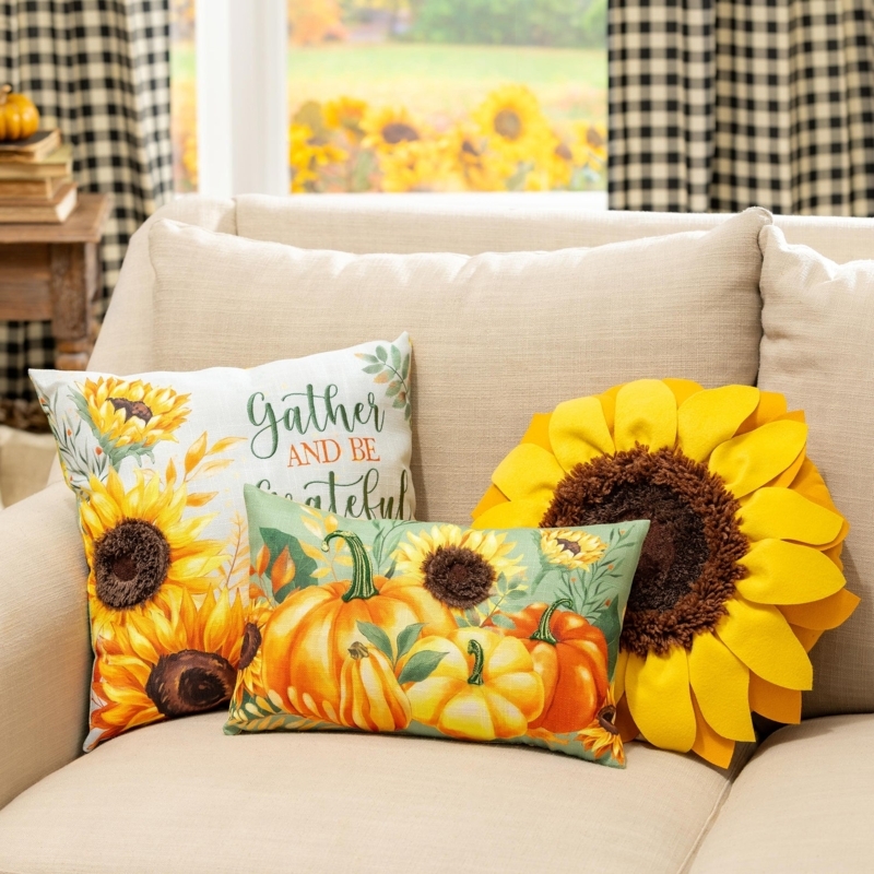 Hooked Wool Harvest Pumpkin Lumbar Pillow Rustic Decor