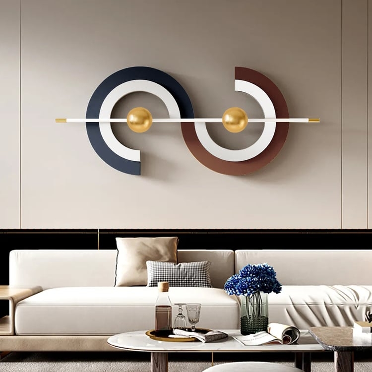 Horizontal Metal Disc Sculpture with Radial Texture