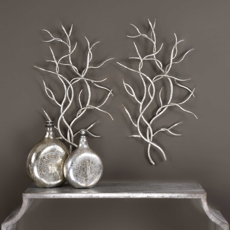 Horizontal Metal Wall Art Featuring an Organic Branch Form