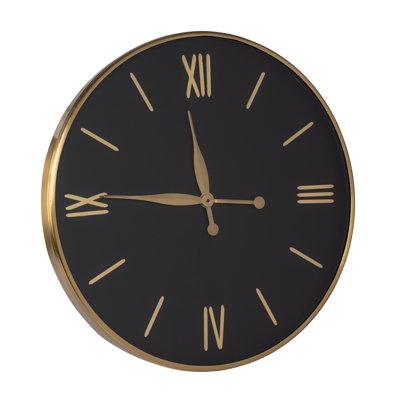 Industrial Black Metal Wall Clock Large Open Frame Roman Numeral