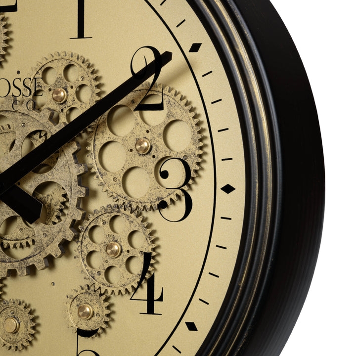 Industrial Skeletal Wall Clock Antique Bronze Gears Roman Numerals