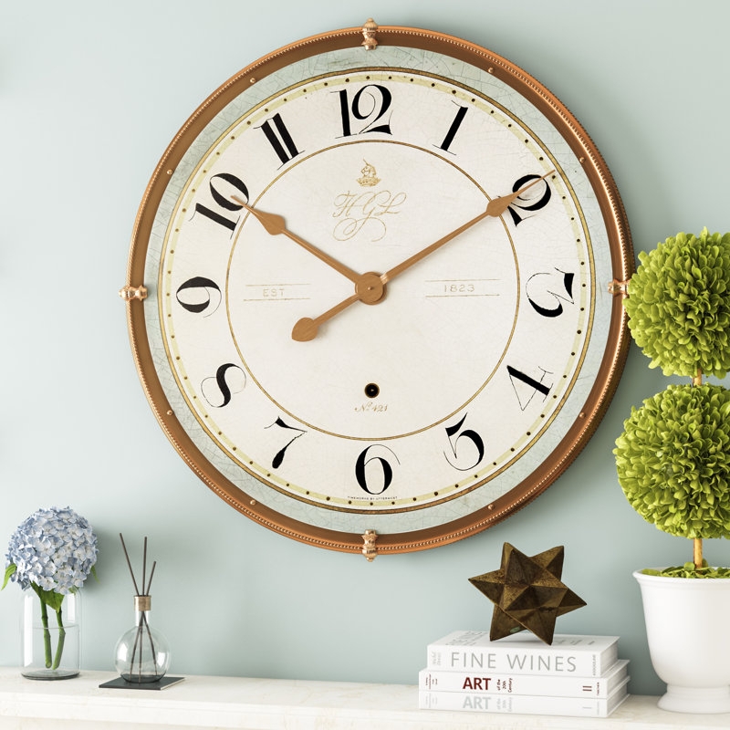 Industrial Wall Clock: Black Metal Double Ring Frame & Spade Hands