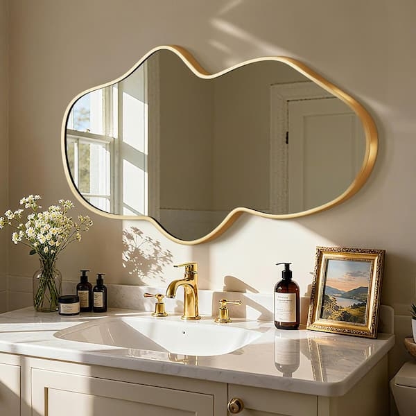 Irregular Wall Mirror Organic Shape Asymmetrical Thin Frame Contemporary