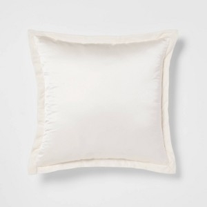 Ivory Decorative Pillow with Velvet Trim and Euro Square Size.