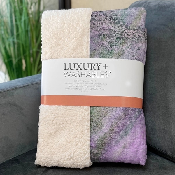 Ivory Sherpa Throw for Sofa with Embossed Floral Scroll Pattern