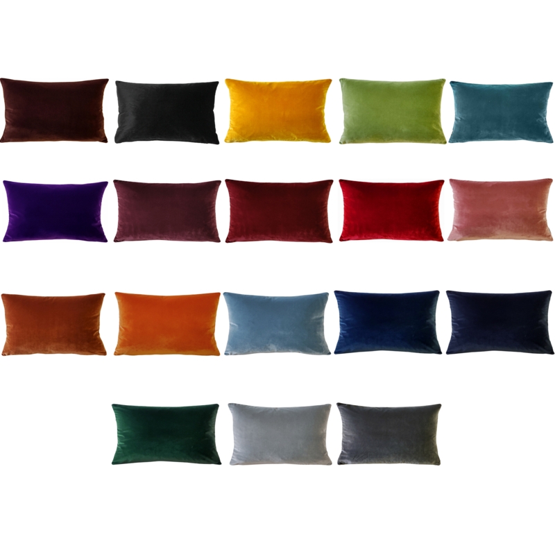 Jewel-Toned Velvet Lumbar Pillows with Piped Edges