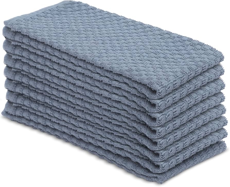 Kitchen Towel Set, Charcoal Grey Absorbent Cotton Terry Weave.