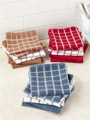Kitchen Towel Set of Six, Multi-Colored Absorbent Terry Cloth.
