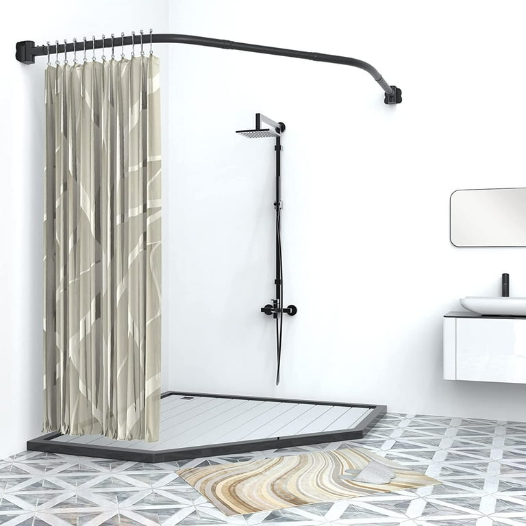 L-Shaped Corner Shower Rod Curved Design Matte Finish Modern Style