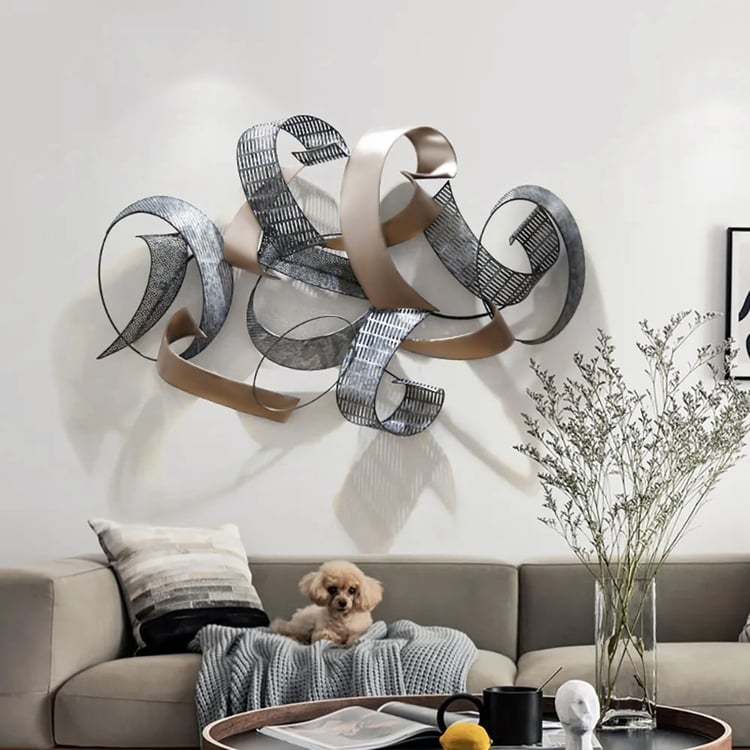 Large 3D Metal Wall Sculpture with Layered Geometric Discs
