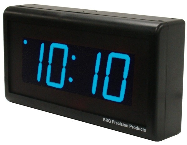 Large Black Digital Wall Clock with Blue LED Display