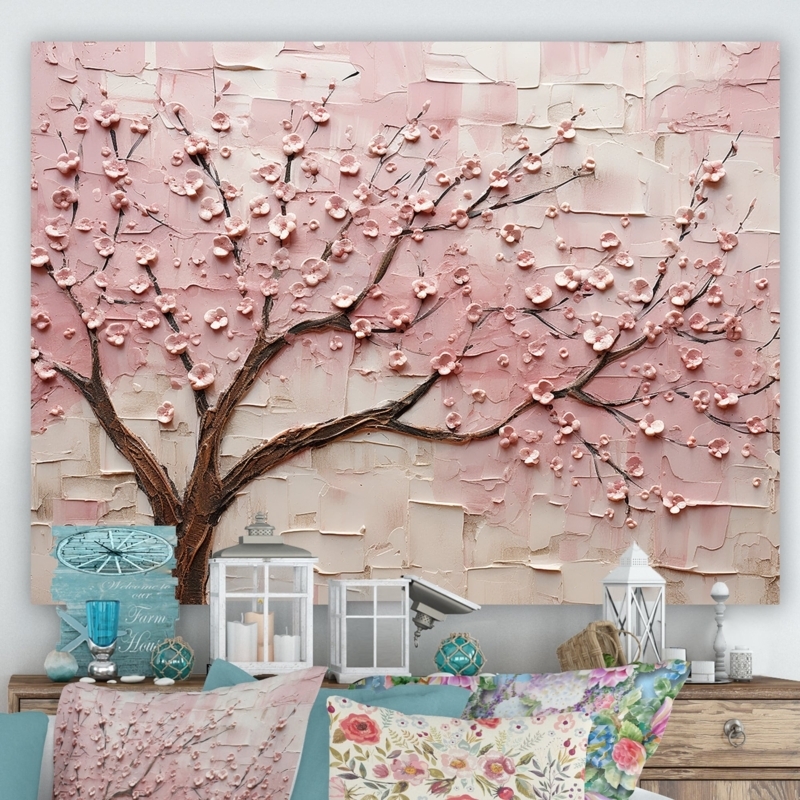 Large Horizontal Cherry Blossom Wall Art Canvas for Bedroom