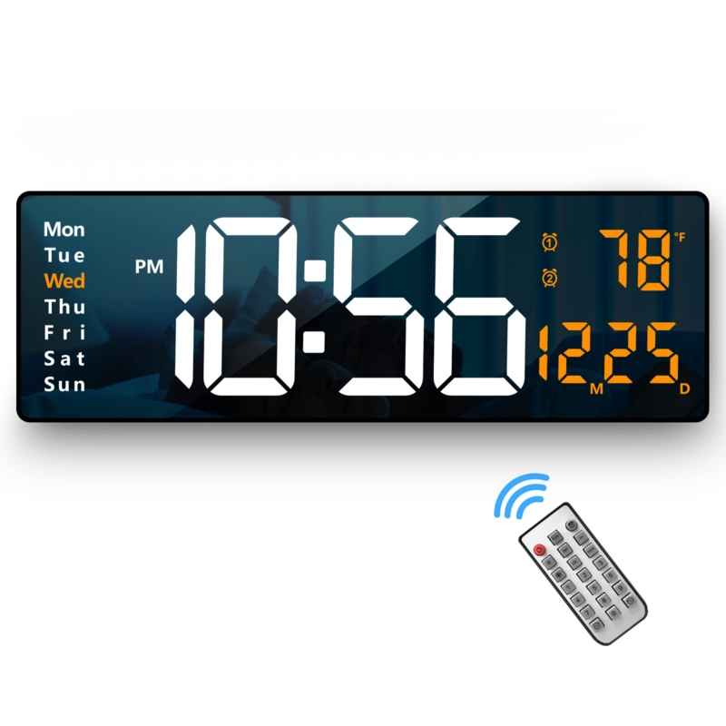 Large Multicolor LED Digital Wall Clock with Date