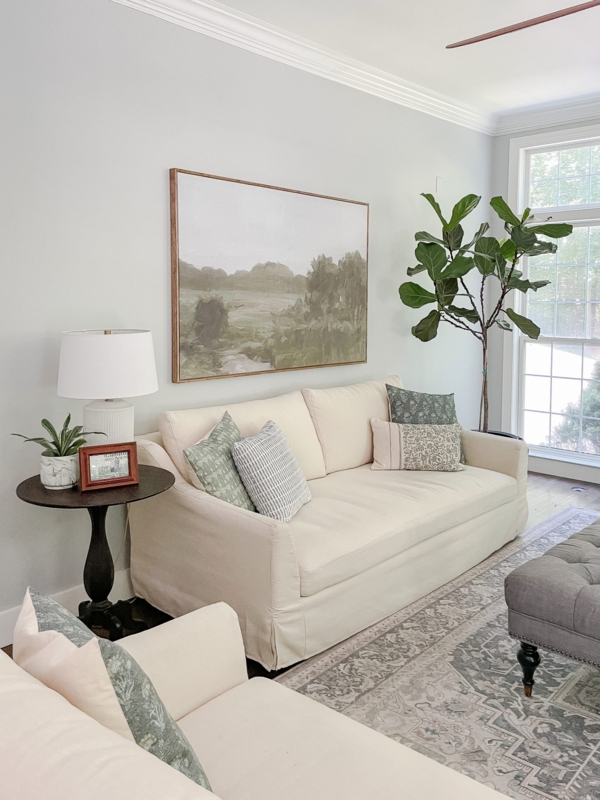 Large Scale Abstract Wall Art Over Board and Batten Entryway