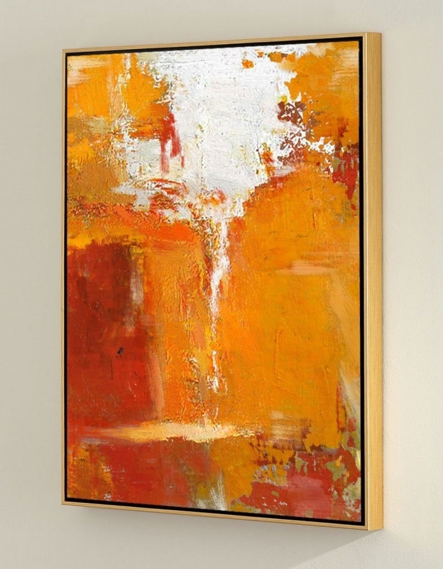 Large Vertical Abstract Wall Art Canvas Impasto Brushwork Orange