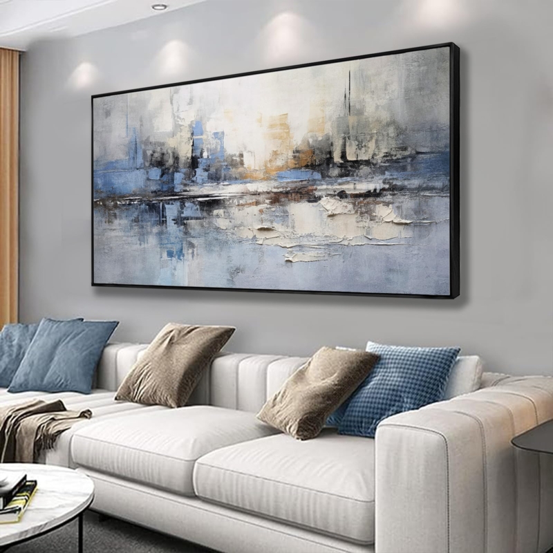 Large Wall Art Canvas with Palette Knife Texture for Modern Living Room