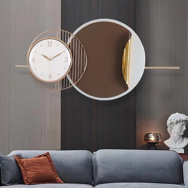 Large Wall Clock Modern Minimalist Radial Markers Open Metal Frame