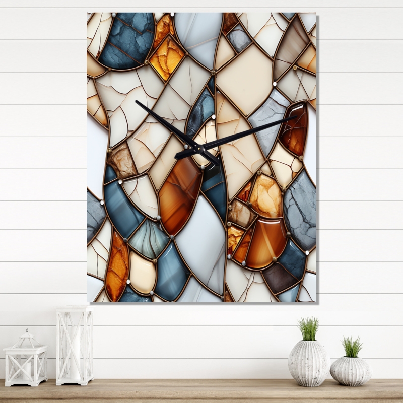 Large Wall Clock Polished Metallic Open Frame Roman Numerals