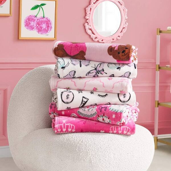 Lavender Throw Blanket Plush Butterfly Pattern High Pile Glam Decor