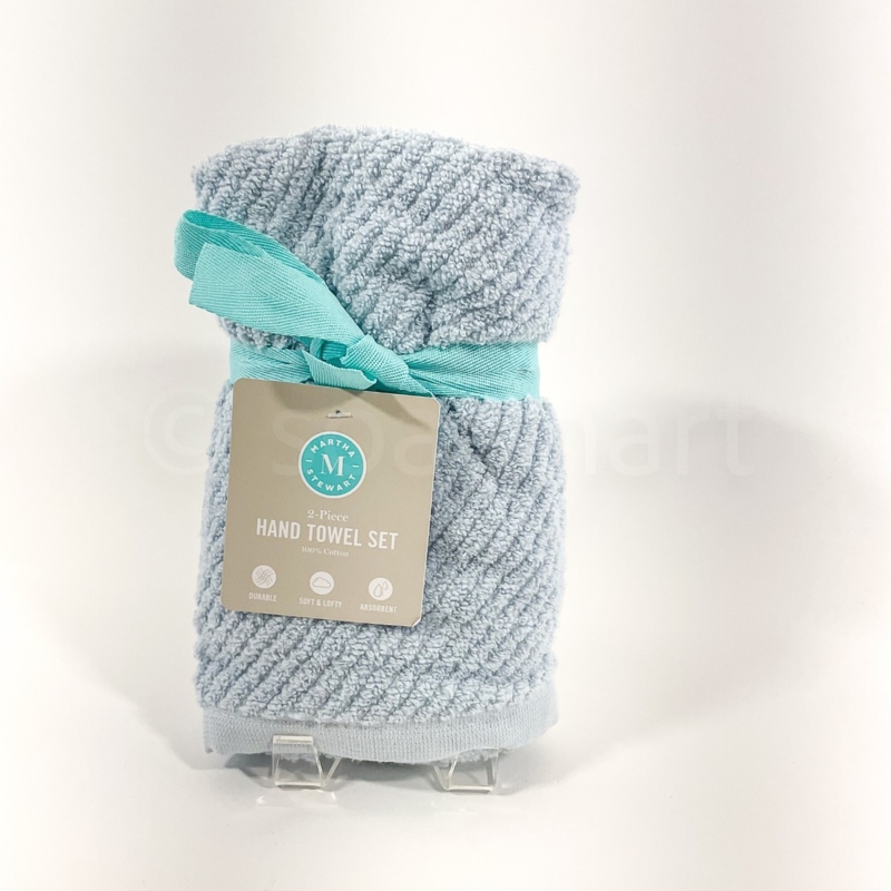 Light Blue and White Striped Hand Towels for Nautical Bathroom Decor