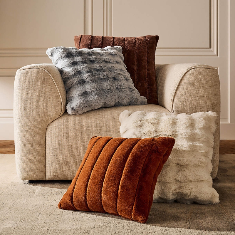 Light Blue Faux Fur Pillow, Shaggy Iced Blue Texture