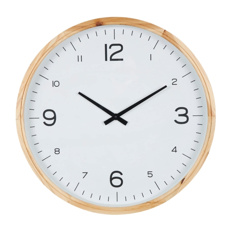 Light Brown Wall Clock Wood Frame Oversized Roman Numerals Farmhouse