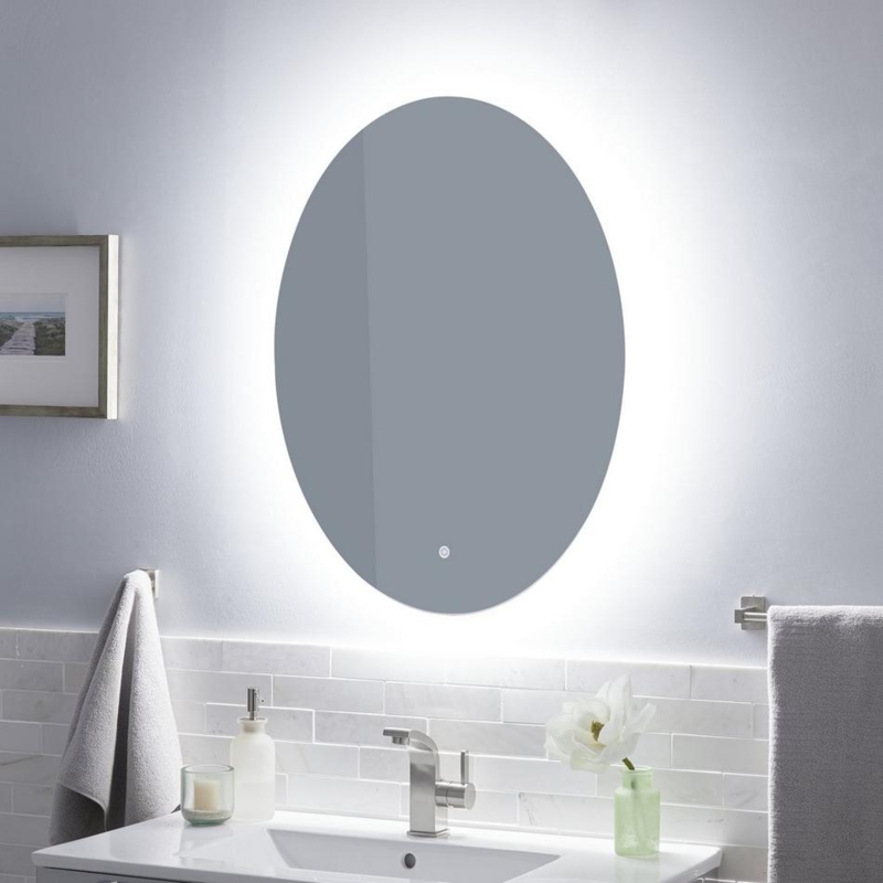 Lighted Mirror Oval Integrated LED with Backlit Effect