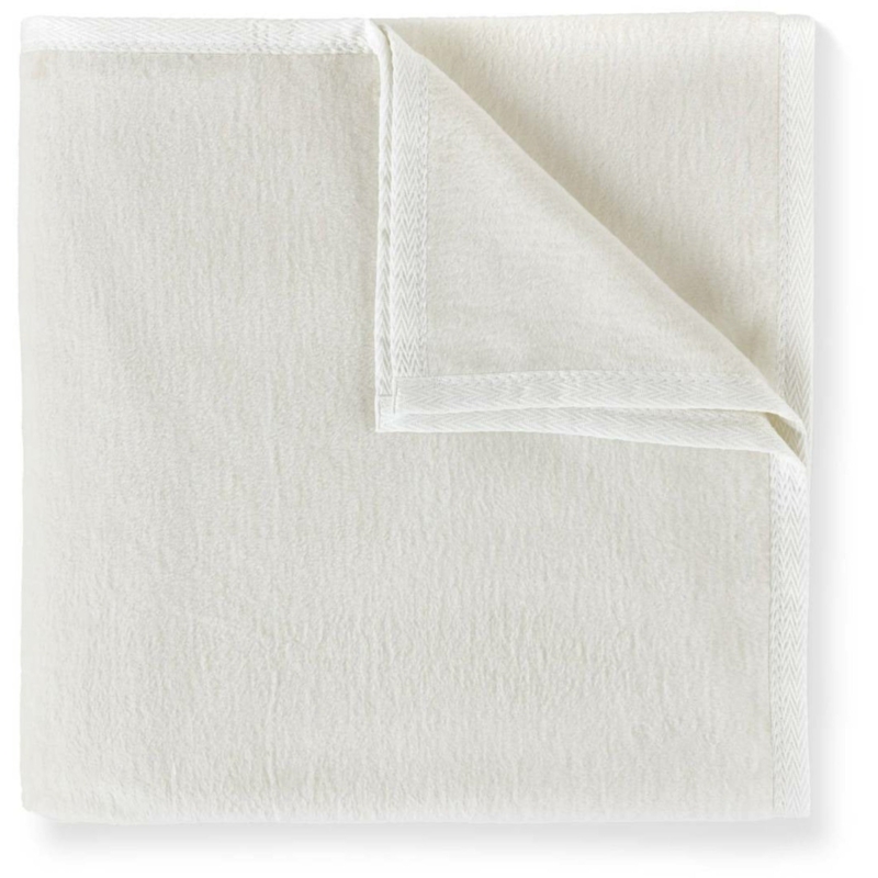 Linen Tone Throw Blanket Beige Cotton Waffle Weave with Fringe