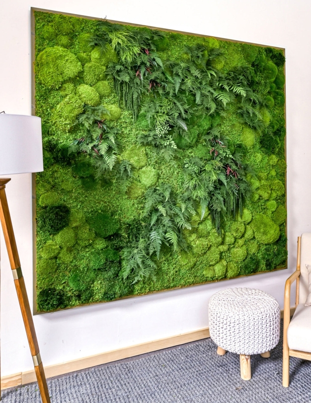 Living Wall Installation Preserved Moss Tapestry Biophilic Art Decor