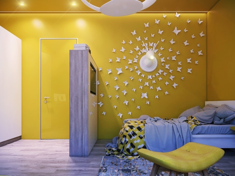 Loft Bed House Shape Scandinavian Kids Room World Map