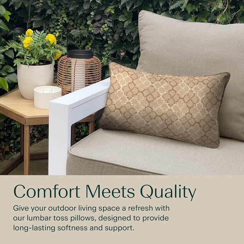 Lumbar Pillow Almond Honeycomb Pattern Geometric Modern Patio Set