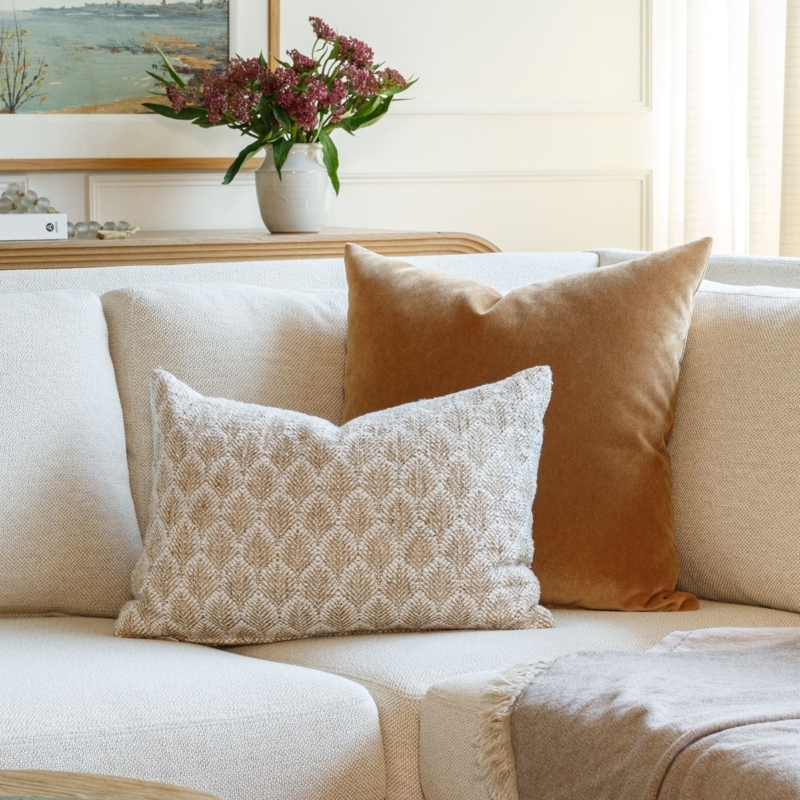 Lumbar Pillow, Chunky Oatmeal Woven Texture for Organic Modern Sofa