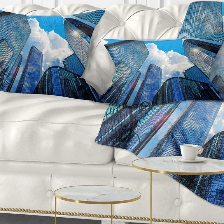 Lumbar Pillow Cityscape Print Modern Industrial Blue Orange