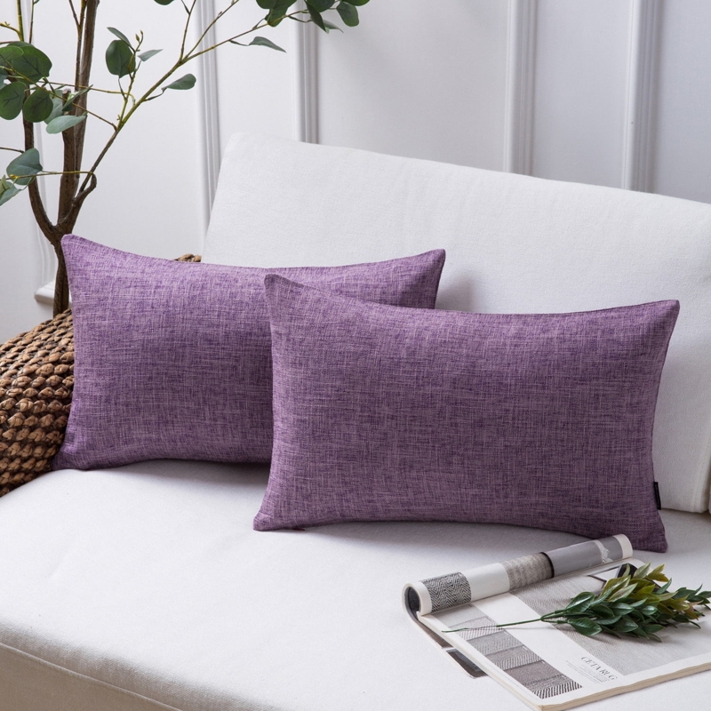 Lumbar Pillow Coarse Woven Texture Linen Like, Lavender Styling