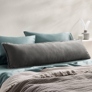 Lumbar Pillow Dark Gray Heavy Weave Charcoal Tone Minimalist