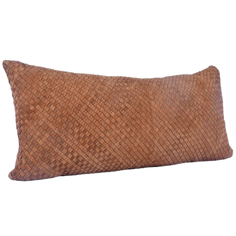 Lumbar Pillow: Extra Long Basket Weave. Modern Organic Sofa Styling.