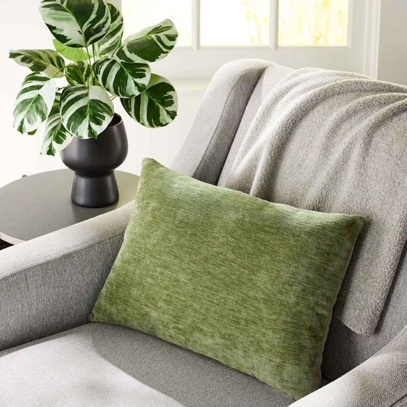 Lumbar Pillow: Forest Green Chenille with Ribbed Texture, Rectangular