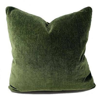 Lumbar Pillow: Forest Green Velvet with Piped Edges & Traditional Style