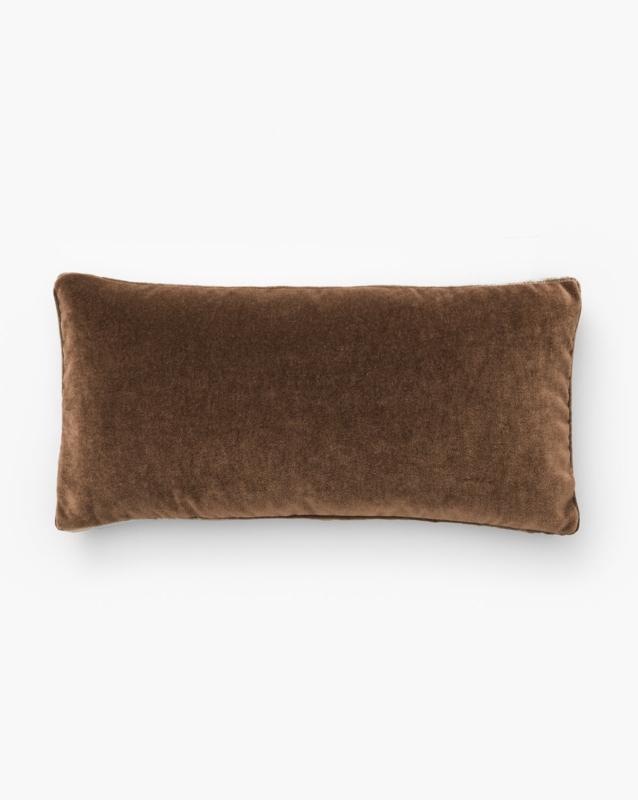 Lumbar Pillow: Mohair-Like Texture with Velvet Tuxedo Stripe