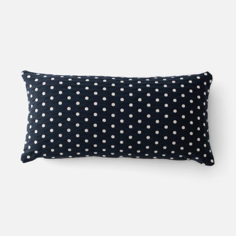 Lumbar Pillow Navy Large Polka Dots Modern Farmhouse Linen