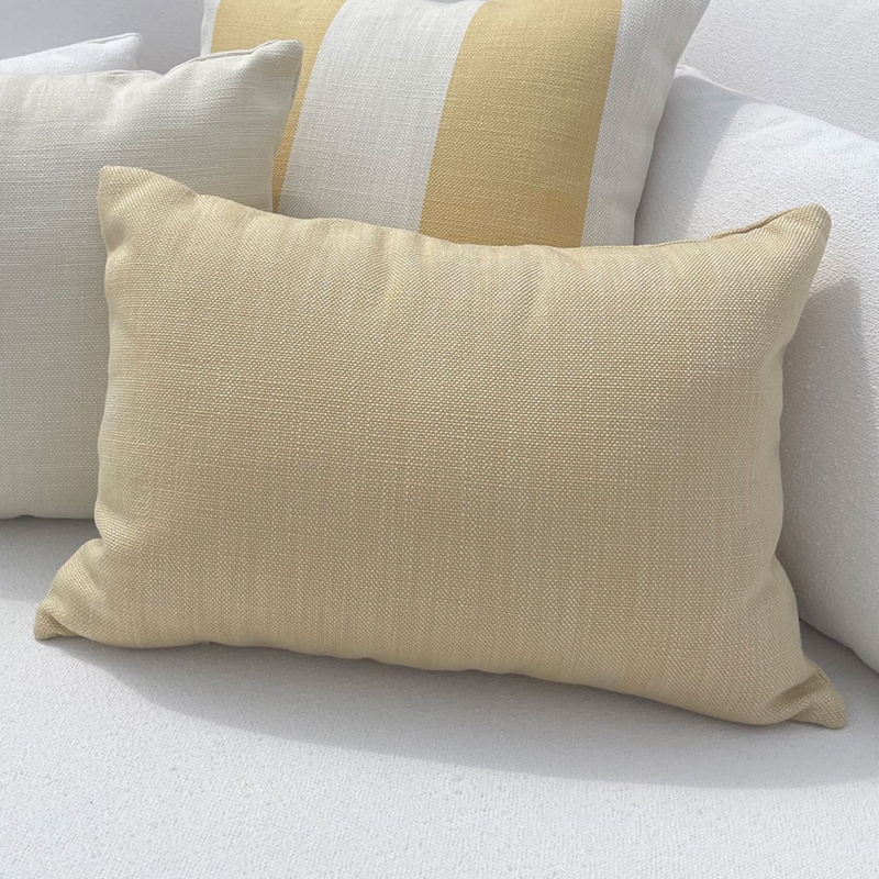 Lumbar Pillow, Navy Outdoor Fabric with Contrasting Aqua Welt Trim