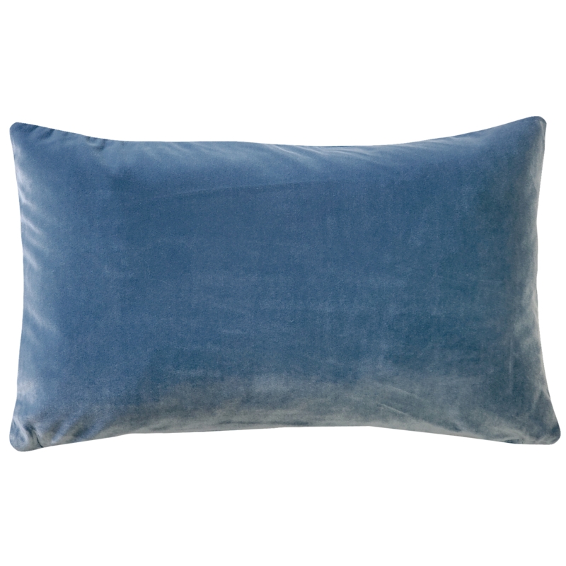 Lumbar Pillow, Provincial Blue Velvet-Like Flanged Edges Glam