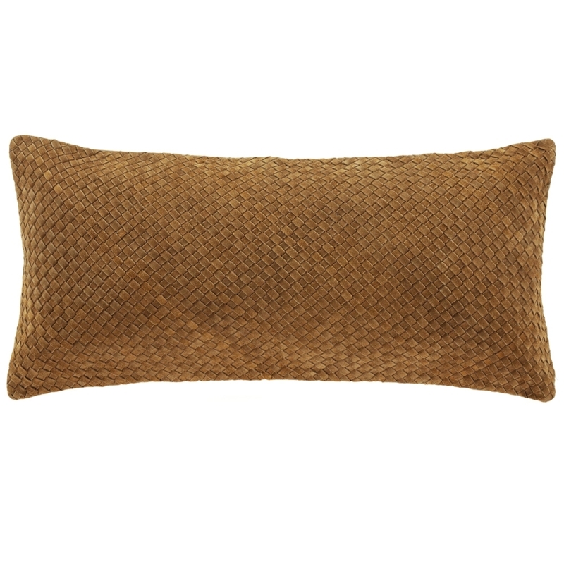 Lumbar Pillow: Rectangular Silhouette. Western Style Basketweave Cushion.