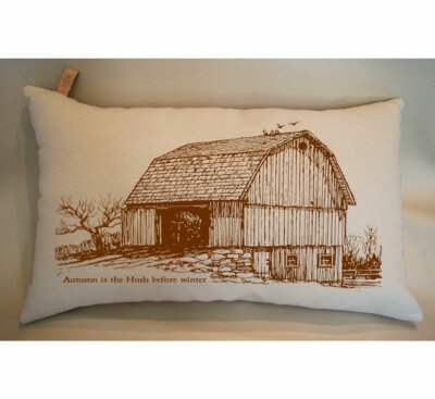 Lumbar Pillow Rustic Barn Illustration Autumn Quote Farmhouse Decor