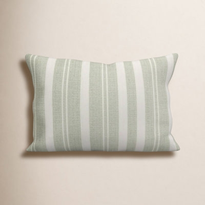 Lumbar Pillow Teal Woven Texture Flanged Edges Coastal Style