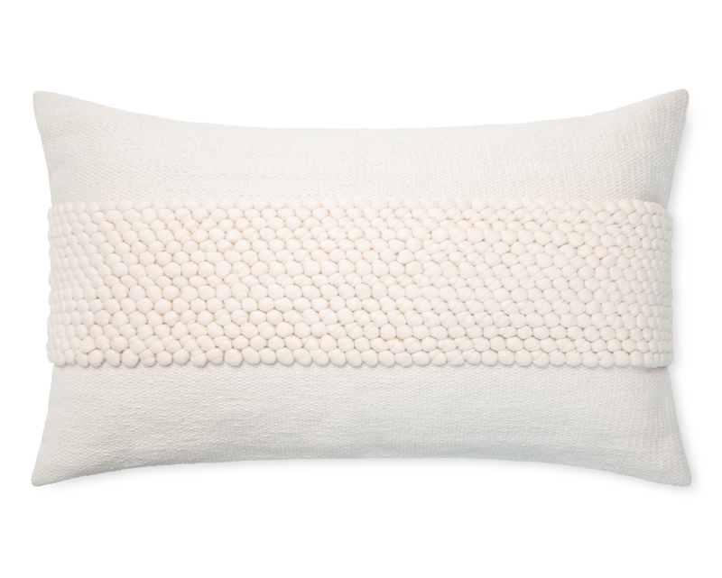 Lumbar Pillow Vertical Pinstripes Heavy Woven Texture Minimalist