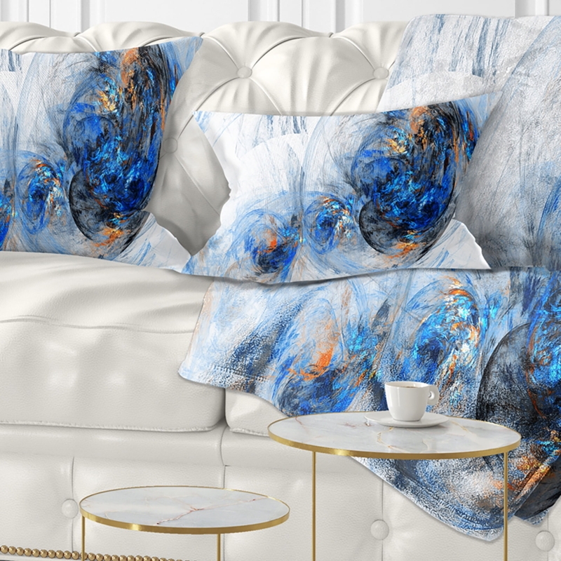 Lumbar Pillow with Smoky Abstract Print and Contemporary Style Styling